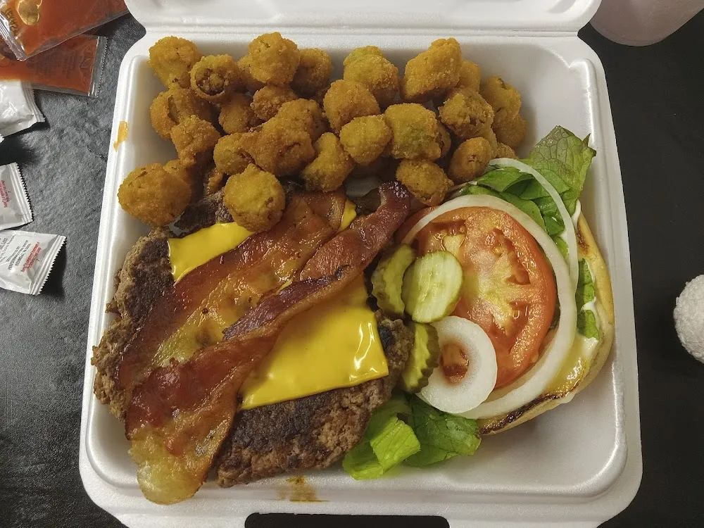 Bacon Cheeseburger with Okra